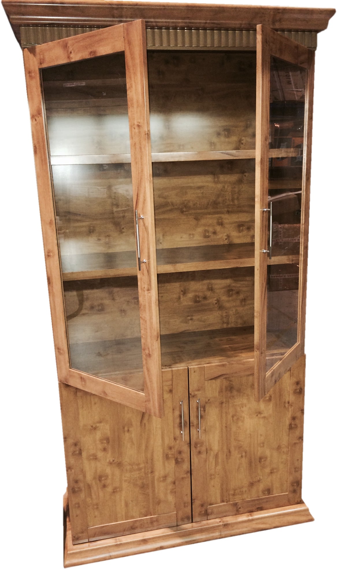 Yew Luxury Bookcase 2 Doors Wide DES-1862A-2DR